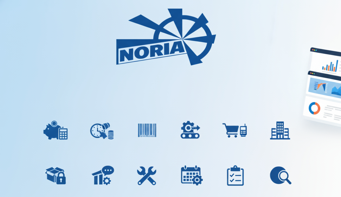 NORIA ERP software dashboard illustration